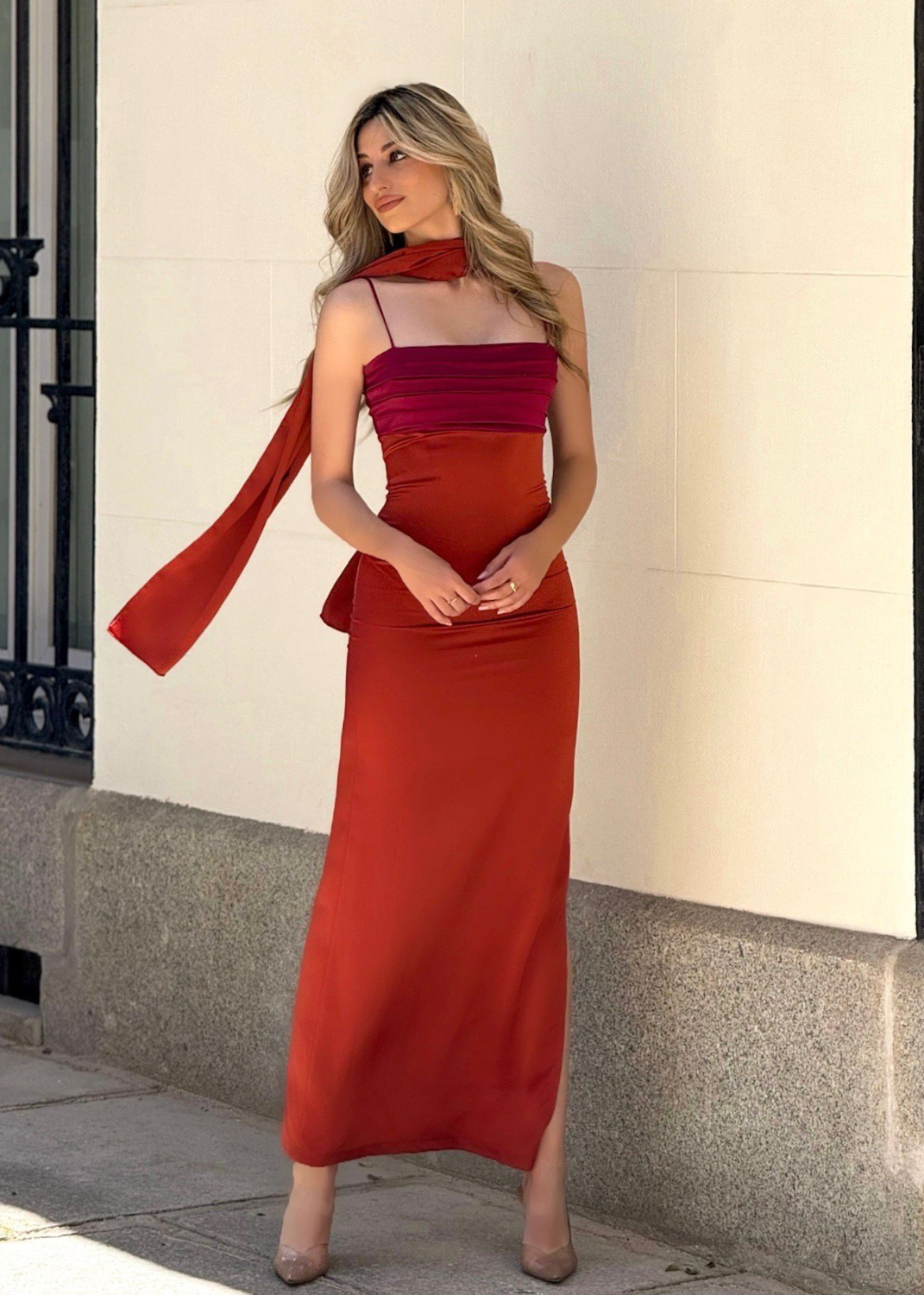 Vestido Bicolor raso