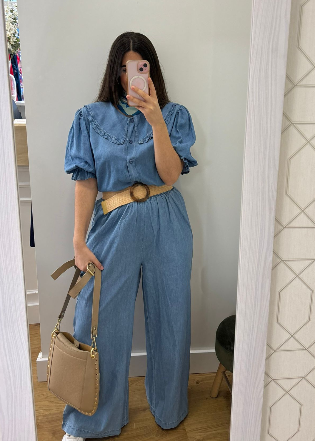 Blusa vaquera cuello bebe