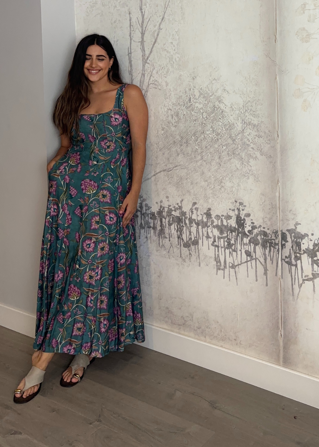 Vestido Estampado Verde Agua