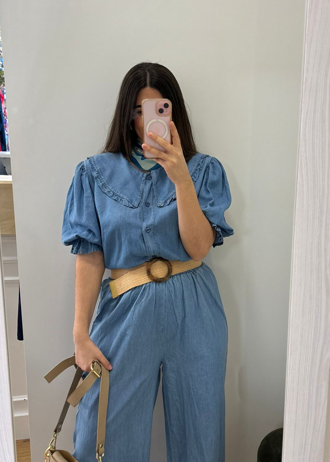 Blusa vaquera cuello bebe