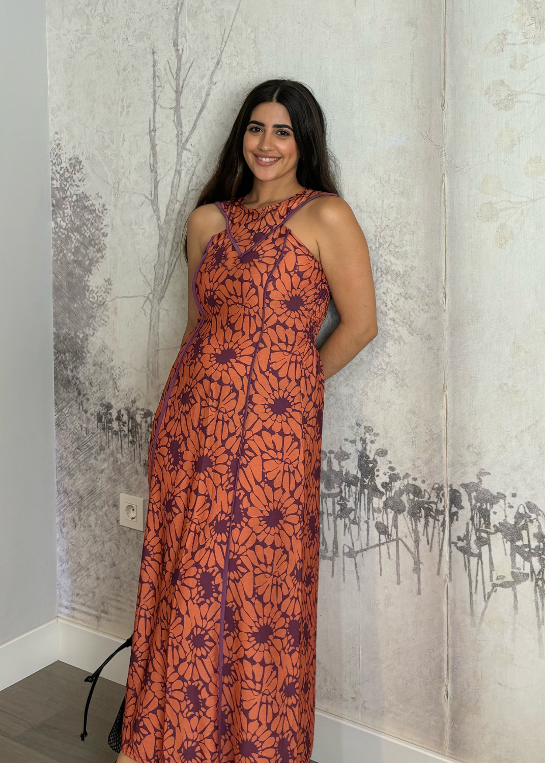 Vestido Pico Estampado.