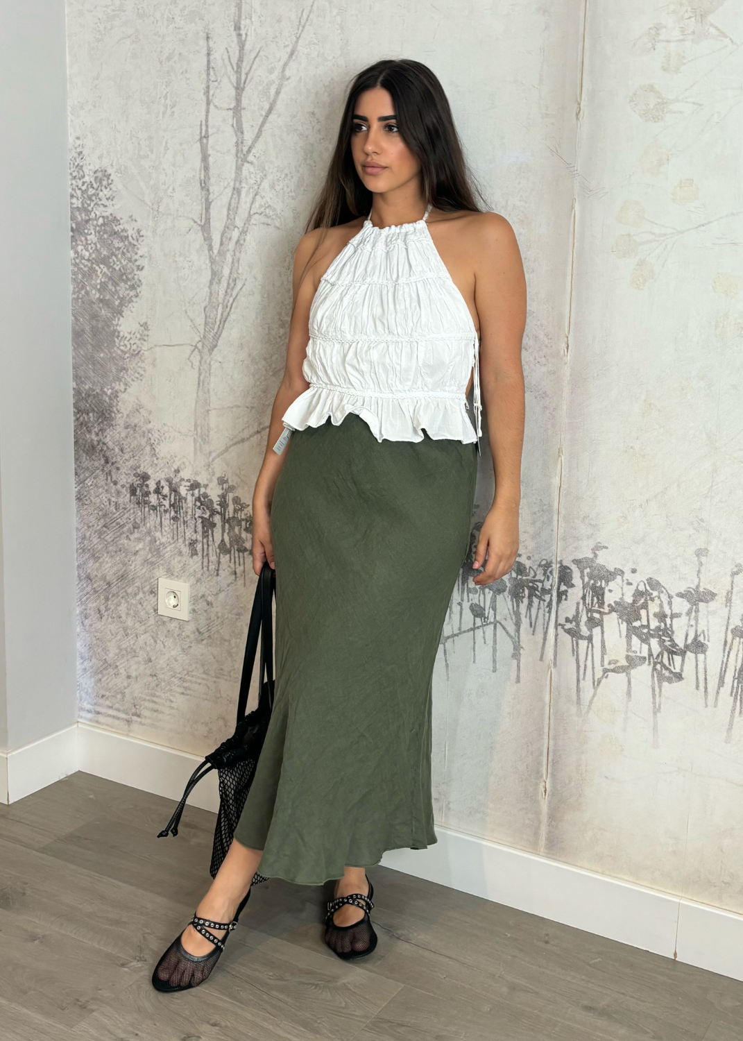 Falda Lino verde