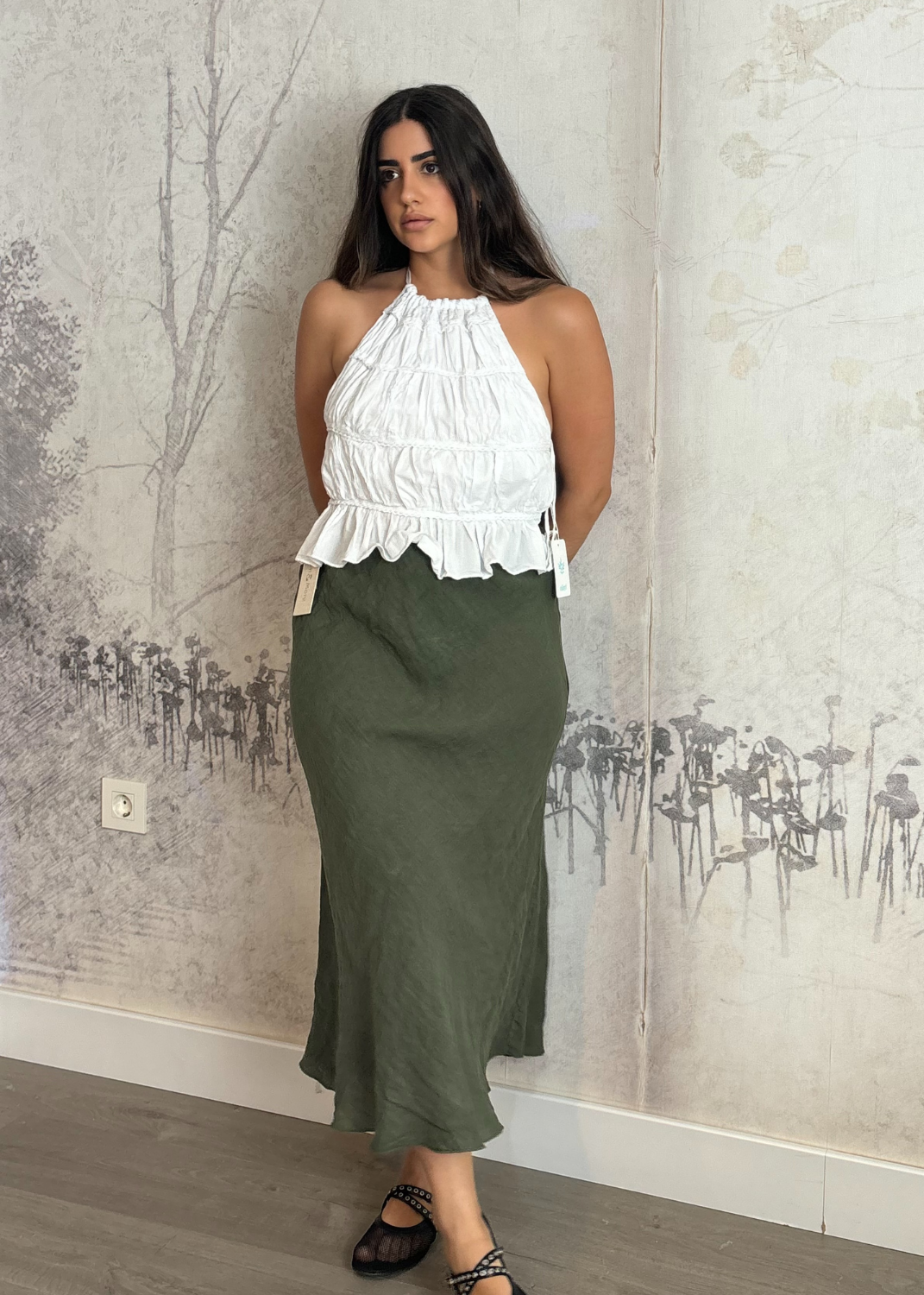 Falda Lino verde